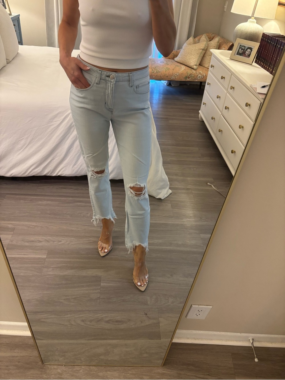 🖤 L’AGENCE High Line High Rise Skinny Jeans — Light Wash Distressed
